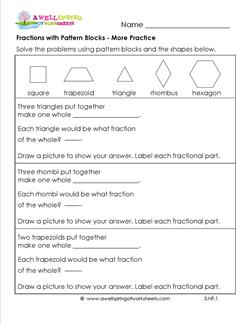 fractions with pattern blocks more practice