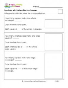 fractions with pattern blocks squares
