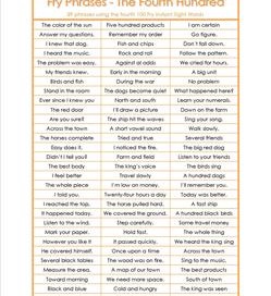 fry phrases - the fourth 100- fry instant phrases