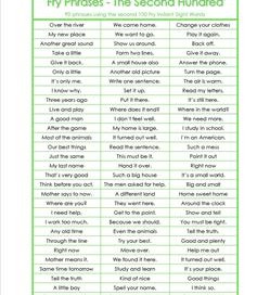 fry phrases - the second 100 - Fry word phrases