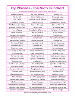 fry phrases - the sixth 100 - fry instant phrases