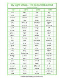 fry sight word assessment - the second 100