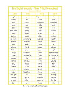 fry sight word assessment - the third 100