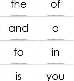 fry word flash cards - the first 100 - black and white