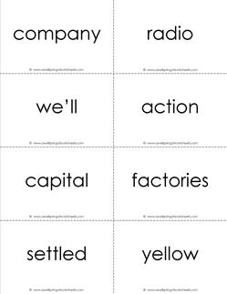 fry word flash cards - the tenth 100 - black and white