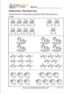 Greater Than - Play Room - Comparison Worksheets