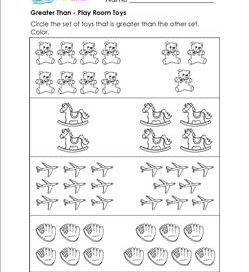 Greater Than - Play Room - Comparison Worksheets