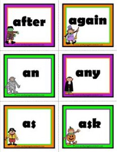 halloween dolch sight word flashcards first grade