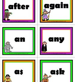 halloween dolch sight word flashcards first grade