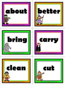 halloween dolch sight word flashcards third grade