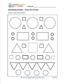 identifying shapes - color the circles