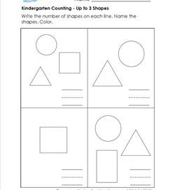 Kindergarten Counting - Up to 3 Shapes
