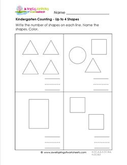 Kindergarten counting - Up to 4 Shapes