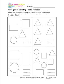 Kindergarten Counting - Up to 7 Shapes
