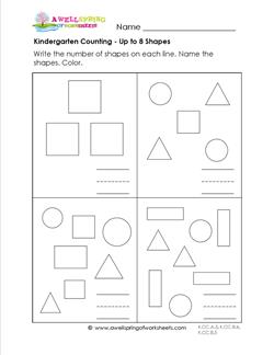 Kindergarten counting - Up to 8 Shapes