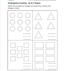 Kindergarten Counting - Up to 9 Shapes