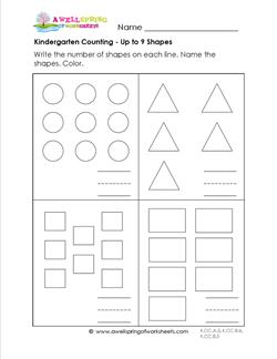 Kindergarten Counting - Up to 9 Shapes