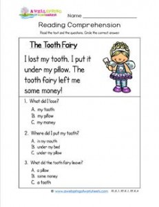 Kindergarten Reading Comprehension - The Tooth Fairy
