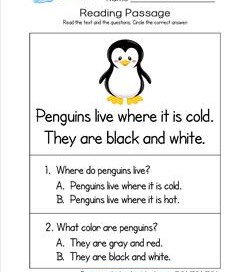 Kindergarten Reading Passages - Penguins