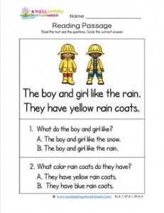 Kindergarten Reading Passages - Rain