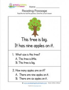 Kindergarten Reading Passages - Tree