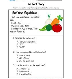 Kindergarten Short Stories - Eat Your Vegetables