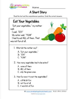 Kindergarten Short Stories - Eat Your Vegetables