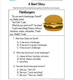 Kindergarten Short Stories - Hamburgers