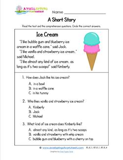 Kindergarten Short Stories - Ice Cream