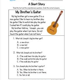 Kindergarten Short Stories - My Brother's Guitar