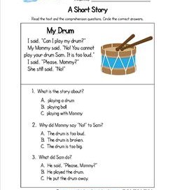 Kindergarten Short Stories - My Drum
