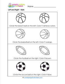 Left and Right - Balls - Position Words