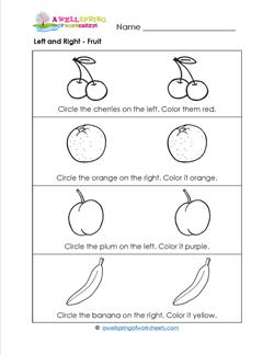 Left and Right - Fruit - Position Words