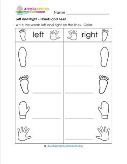 Left and Right - Hands and Feet - Position Words