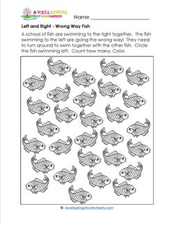 Left and Right - Wrong Way Fish - Position Words