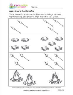 Less - Around the Campfire - Comparison Worksheets
