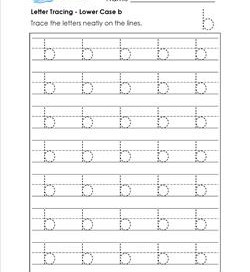 Letter Tracing - Lower Case b - Handwriting Practice Worksheets