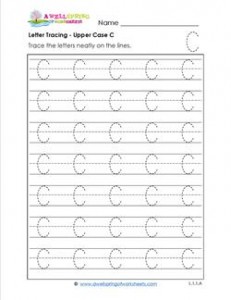 Letter Tracing - Upper Case C - Handwriting Practice Pages