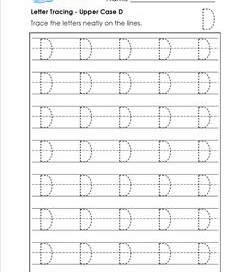 Letter Tracing - Upper Case D - Handwriting Practice Pages