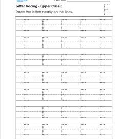Letter Tracing - Upper Case E - Handwriting Practice Pages