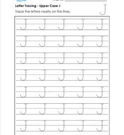 Letter Tracing - Upper Case J - Handwriting Practice Pages