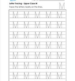 Letter Tracing - Upper Case M - Handwriting Practice Pages