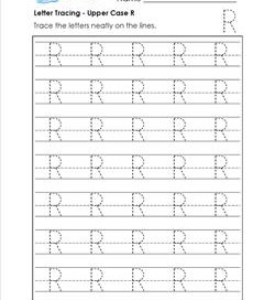 Letter Tracing - Upper Case R - Handwriting Practice Pages