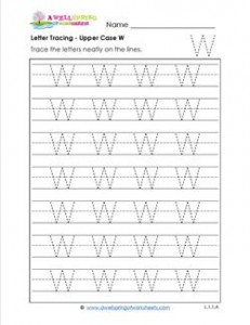 Letter Tracing - Upper Case W - Handwriting Practice Pages