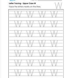 Letter Tracing - Upper Case W - Handwriting Practice Pages
