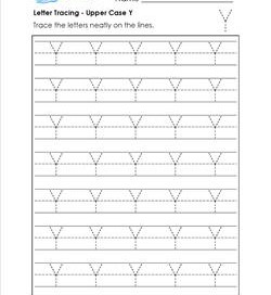 Letter Tracing - Upper Case Y - Handwriting Practice Pages