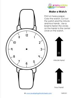 Make a Watch with and Hour Hand and Minute Hand - Telling Time to the Hour