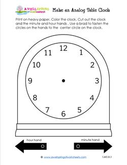 Make an Analog Table Clock - Telling Time to the Hour