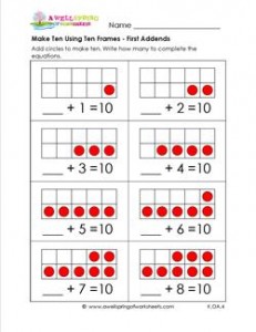 make ten using ten frames - first addends