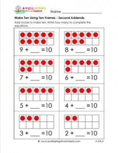 make ten using ten frames - second addends